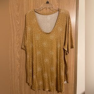 Maurice’s 24/7 Flawless Tunic Tee Mustard Yellow White Polka Dot | Size:2X